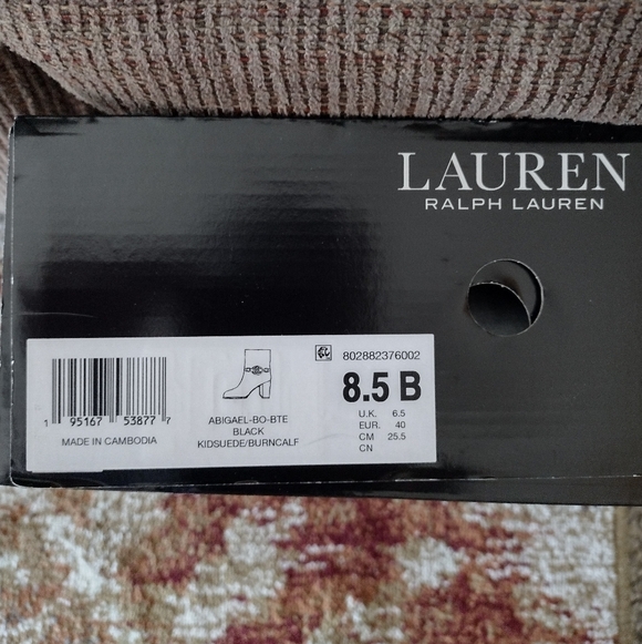 Lauren Ralph Lauren Black Suede Heeled Boots - Picture 9 of 9